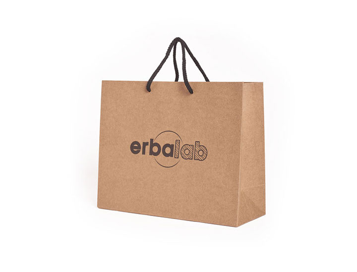 sac publicitaire kraft en papier recyclable pour la marque erbalab
